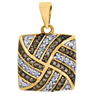 Brown Diamond Square Pendant 10K Yellow Gold 0.25 CT. Charm