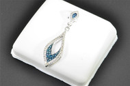 Blue Diamond Dangle Teardrop Pendant 10K White Gold 0.20 CT. Charm