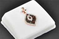 Red Diamond Pendant Leaf Shape Designer Charm 10K Pink Rose Gold 0.35 CT