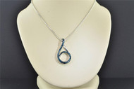 Blue Diamond Swirl Design Pendant .925 Sterling Silver 0.02 CT Charm with Chain