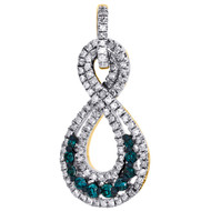 Blue Diamond Infinity Pendant 10K Yellow Gold 0.53 CT. Round Cut