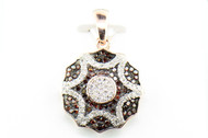Red Diamond Star Pendant 10K Rose Gold Round Cut Circle Design Charm 1/3 Tcw.