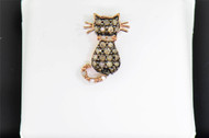 Champagne Diamond Cat Pendant 10K Rose Gold .33 Ct Meow Charm