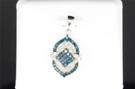 Ladies .925 Sterling Silver Blue & White Diamond Designer Pendant Charm .33 Ct.
