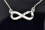 Diamond Infinity Pendant .925 Sterling Silver 0.10 Ct Charm Necklace