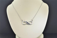 Black Diamond Infinity Pendant .925 Sterling Silver 0.05 CT Charm 18" Necklace