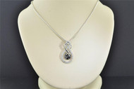 Black Diamond Infinity Pendant .925 Sterling Silver 0.18 CT Charm with Chain