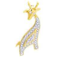 Diamond Giraffe Pendant in 10K Yellow Gold Ladies Fashion Slide Charm 0.10 Ct.