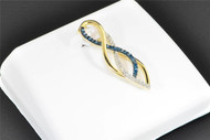 Infinity Blue Diamond Pendant Double Twist Design 10K Yellow Gold 0.10 CT Charm
