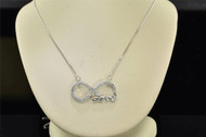Diamond Infinity Pendant 10K White Gold .20 Ct Love Charm Necklace
