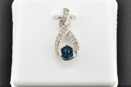 Blue & White Diamond Teardrop Pendant 10K White Gold 0.25 CT. Charm