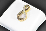 Infinity Brown and White Diamond Pendant Twist 10K Yellow Gold 0.51 CT Charm