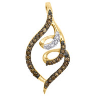 Brown Diamond Designer Style Pendant 10K Yellow Gold 0.33 CT. Charm