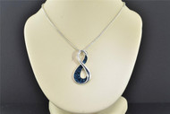 Blue Diamond Infinity Pendant .925 Sterling Silver 0.05 CT Charm with Chain