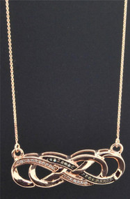 10K Rose Gold Brown Diamond Double Infinity Pendant Fancy Charm Necklace 1/8 CT.