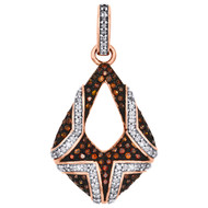 Red Diamond Tear Drop Pendant 10K Rose Gold Round Cut 1/3 CT.