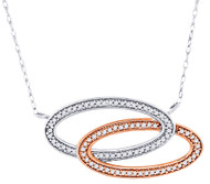 Diamond Oval Frame Pendant 10K White & Rose Gold Fashion Necklace