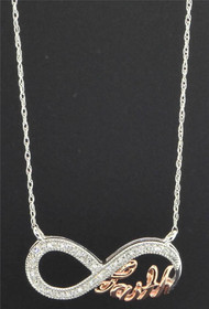 Diamond Infinity Pendant 10K White & Rose Gold 0.10 CT. Faith Charm