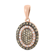 Brown Diamond Pendant Ladies 10K Rose Gold Oval Charm 0.27 CT.