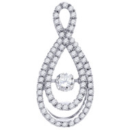 Diamond Solitaire Infinity Loop Pendant Ladies White Gold Dangle Charm 0.75 Ct.