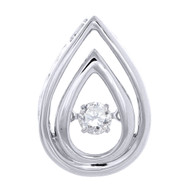 Solitaire Round Diamond Pendant Charm 10K White Gold Necklace  0.16 CT.