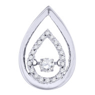 Dancing Diamond Pendant Teardrop Halo Ladies White Gold Round Cut Charm 0.22 Ct.