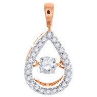 Dancing Diamond Teardrop Slide Pendant Ladies 10K Rose Gold 1/4 CT.