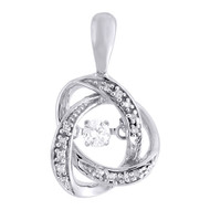 10K White Gold Dancing Diamond Interlocking Whirlwind Pendant 0.15 CT.