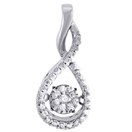 Dancing Diamond Infinity Loop Pendant 10k White Gold Necklace .20 CT.