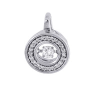 Dancing Diamond Circle Pendant Ladies Necklace 10K White Gold  1/4 CT.