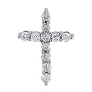 Diamond Cross Fashion Pendant Ladies 10K White Gold Round Charm 0.33 Tcw.