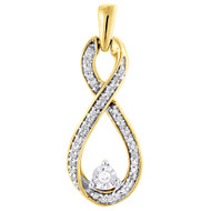 10K Yellow Gold Genuine Round Diamond Infinity Pendant Women's Charm 0.16 CT.