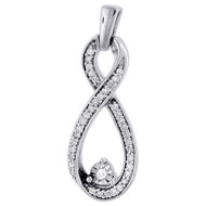 Double Infinity Diamond Pendant White Gold Round Charm 0.16 Ct.