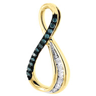 Blue Diamond Infinity Loop Design Pendant Gold Charm Necklace 0.16 CT.