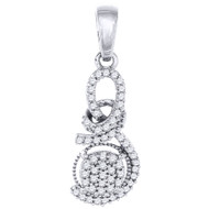 Diamond Fancy Infinity Pendant Ladies 10K White Gold Round Cut Charm 0.15 Ct.