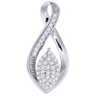 Diamond Infinity Slide Pendant Ladies 10K White Gold Round Cut Charm 0.12 Ct.