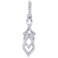 Double Tear Drop Infinity Diamond Pendant 10K White Gold Round Cut 0.10 Ct
