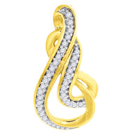 Diamond Designer Fashion Slide Pedant 10K Yellow Gold Round Cut Charm 0.10 Ct.