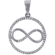 Diamond Pendant Infinity Circle Charm 10K White Gold Round Cut 1/4 CT.