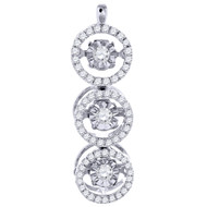 Dancing Diamond Twinkle Pendant Ladies 10K White Gold Round Dangle Charm 1/2 Ct.