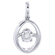 Dancing Diamond Pendant White Gold Teardrop Charm Necklace 0.05 CT.