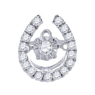 Dancing Diamond Horseshoe Pendant Solitaire 10K White Gold .27 CT.