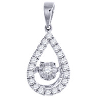 Dancing Diamond Teardrop Pendant Ladies White Gold Round Cut Charm 0.31 Ct.