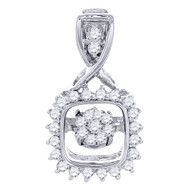 Dancing Diamond Square Pendant Round Cut Ladies 10K White Gold .15 CT.