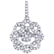 Dancing Diamond Star Flower Pendant Ladies 10K White Gold Round Charm 0.31 Ct.