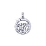Round Dancing Diamond Pendant 10K White Gold Charm Necklace 0.04 CT.
