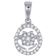 Dancing Diamond Oval Halo Pendant Ladies 10K White Gold Round Charm 0.15 Ct.