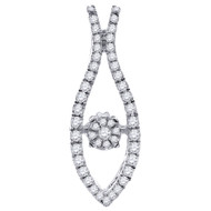 Diamond Slide Designer Dancing Pendant Round 10K White Gold  0.37 CT.