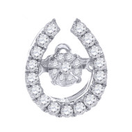 Dancing Diamond Horseshoe Pendant Ladies Round 10K White Gold .26 CT.