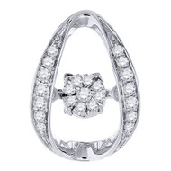 Dancing Diamond Pendant Solitaire Halo Ladies White Gold Round Charm 0.14 Ct.